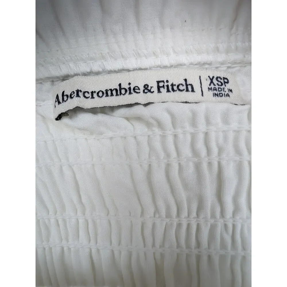Abercrombie & Fitch Smocked Maxi Dress Womens XS Petite White Tiered Minimalist